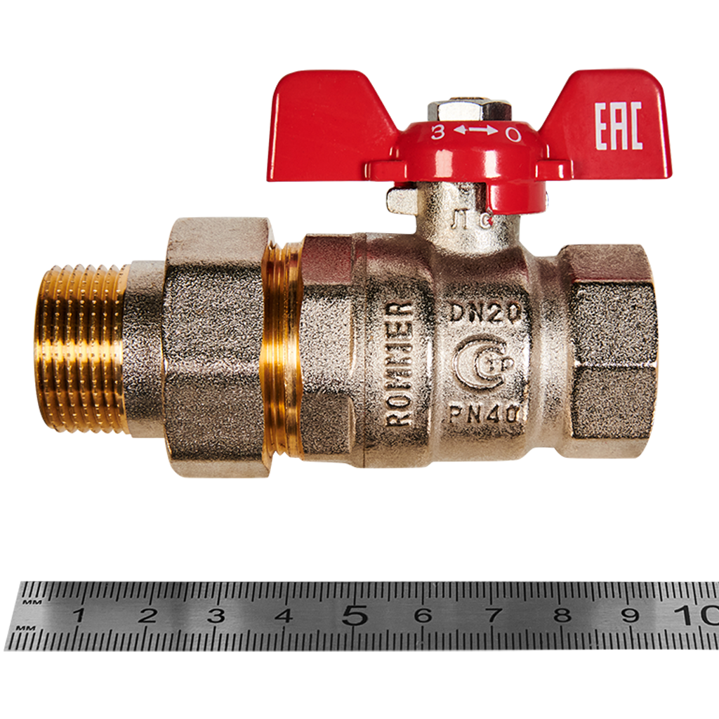 Кран шаровый американка 3/4" ROMMER (бабочка)